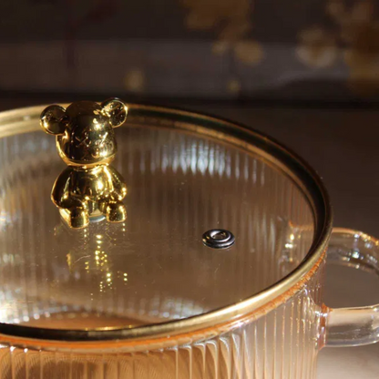 Olla de Vidrio Oso Dorado Minimalista