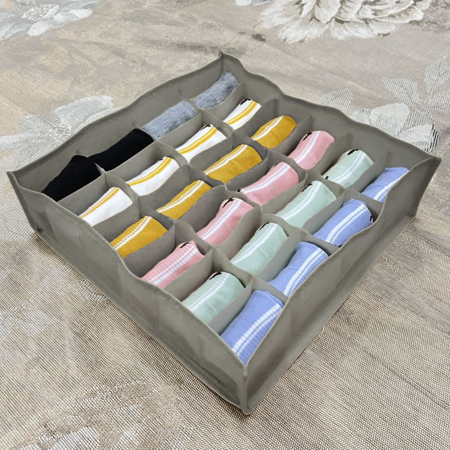 Organizador Cajón De Ropa Interior Caja Plegable Closet Gris