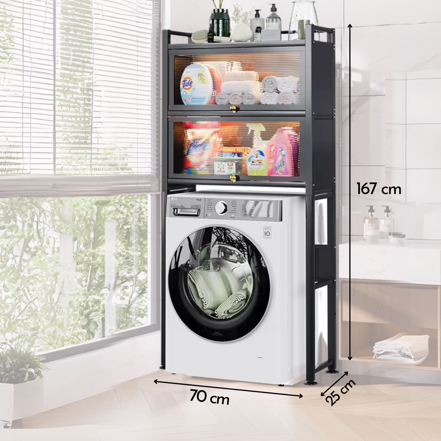 Estante de Lavandería Mueble Rack Negro