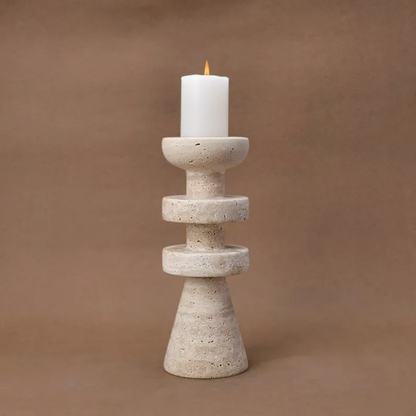 Candelabro Torre Alfil Figura Decorativa Travertino Pequeño