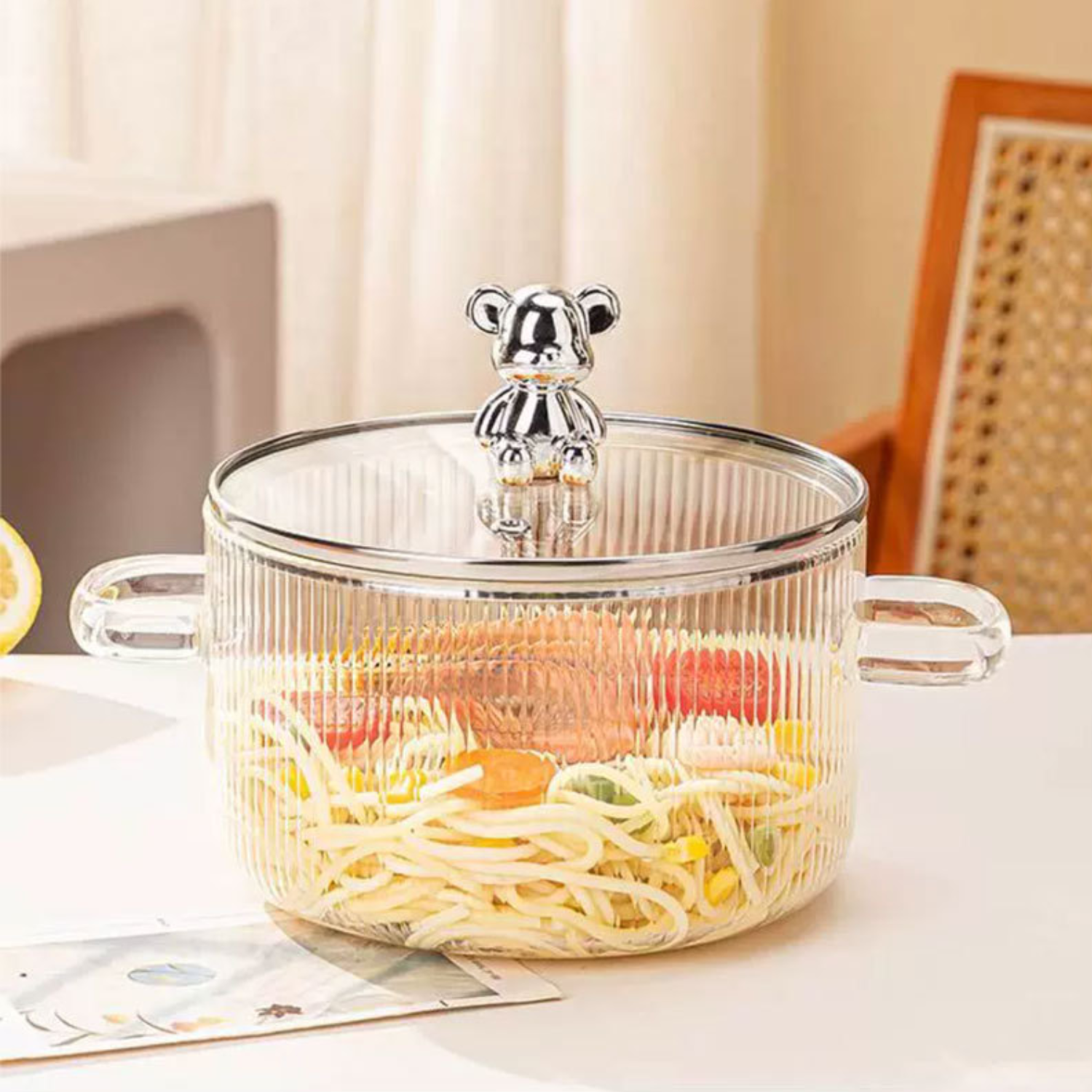 PREVENTA - Olla de Vidrio Oso Plateado Minimalista