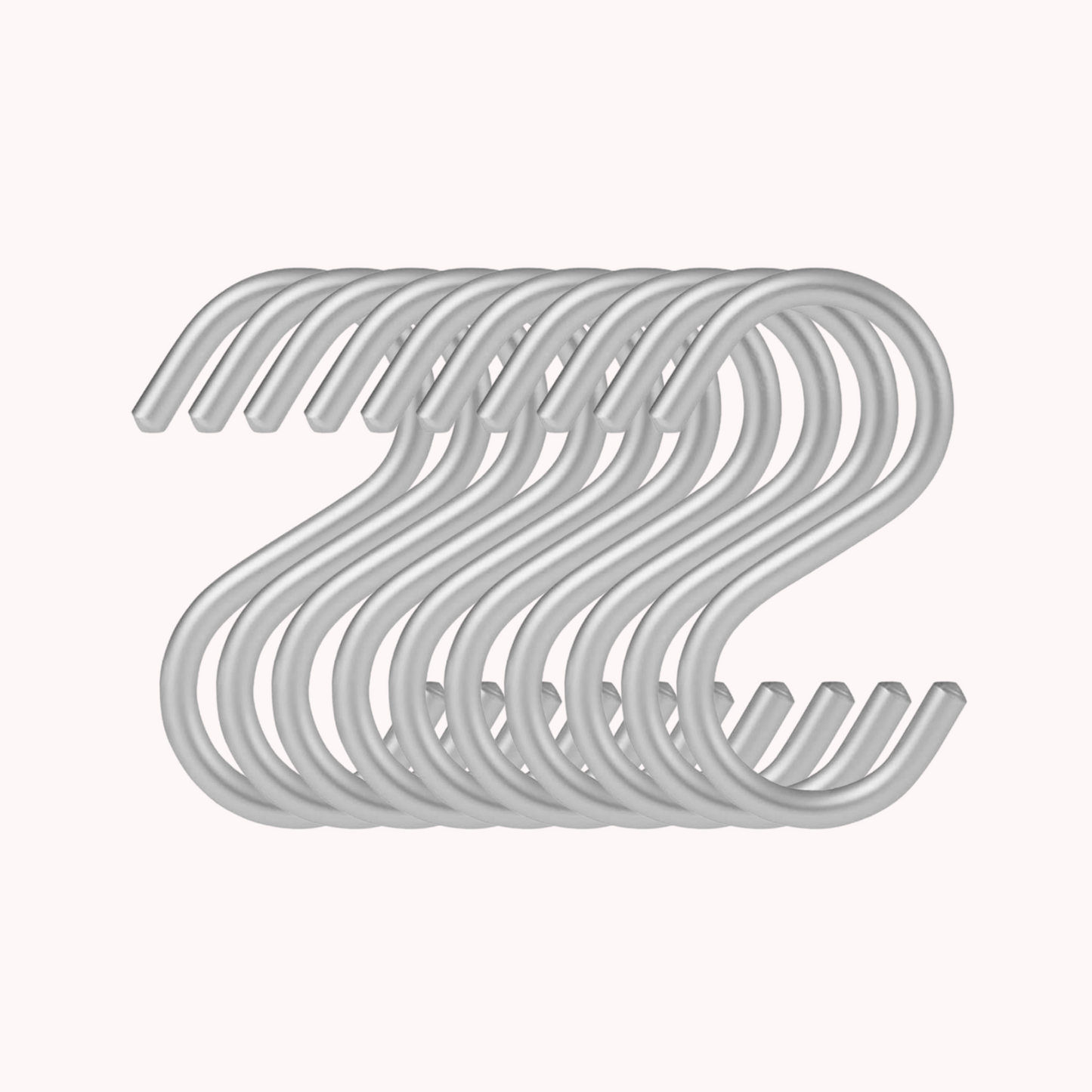 Set de 10 Ganchos en Forma de S Plateados 110x55mm