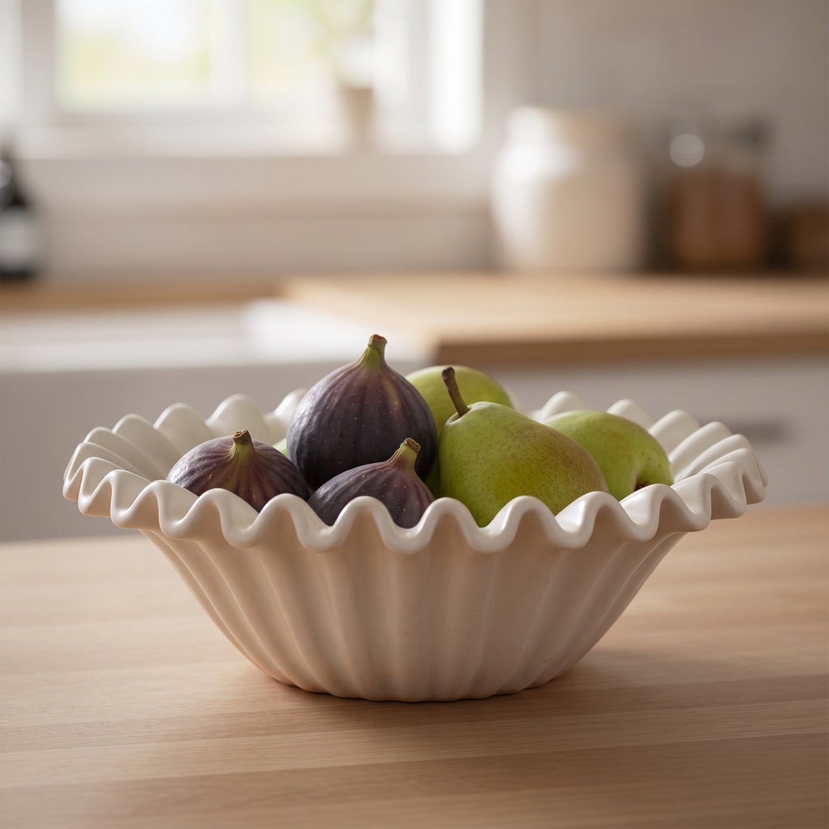 Fuente estilo Frutero Cerámica Shell Blanco