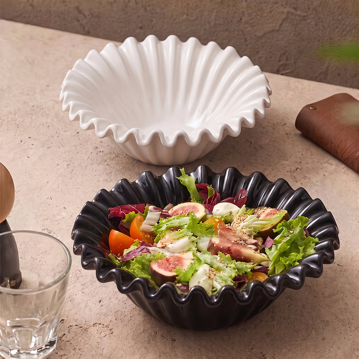 Fuente estilo Frutero Cerámica Shell Negro