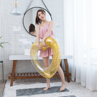 Flotador Corazón Escarchado Dorado