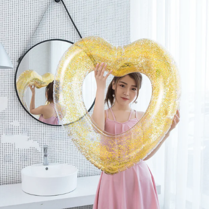 Flotador Corazón Escarchado Dorado