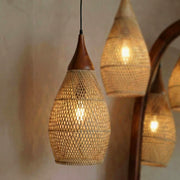 Lámpara Colgante Rattan Claro Gota 25cm