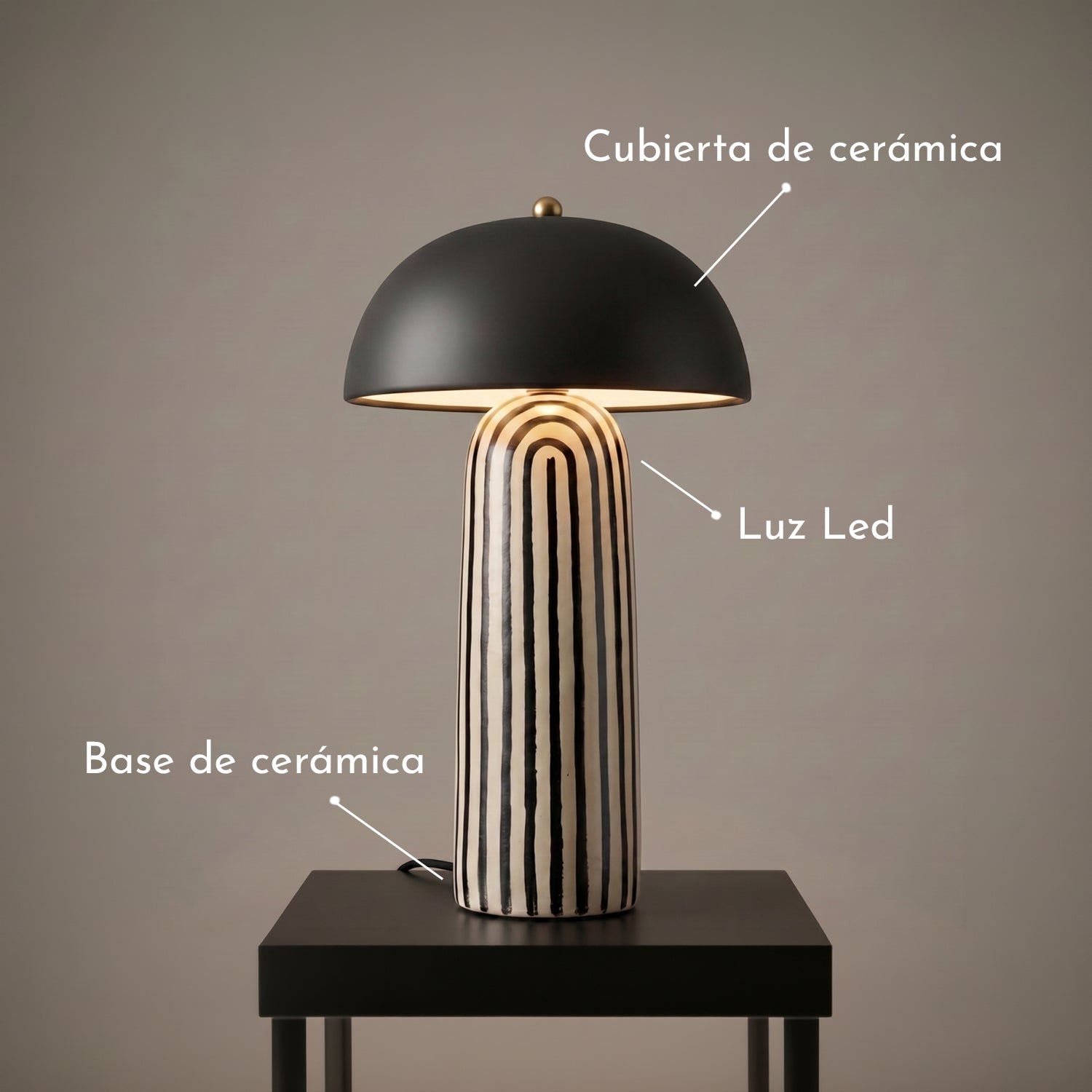 PREVENTA - Lámpara de Mesa Mushroom Cebra