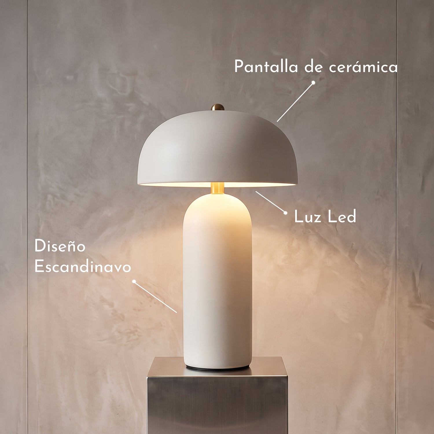 Lámpara de Mesa Mushroom Cerámica Blanca