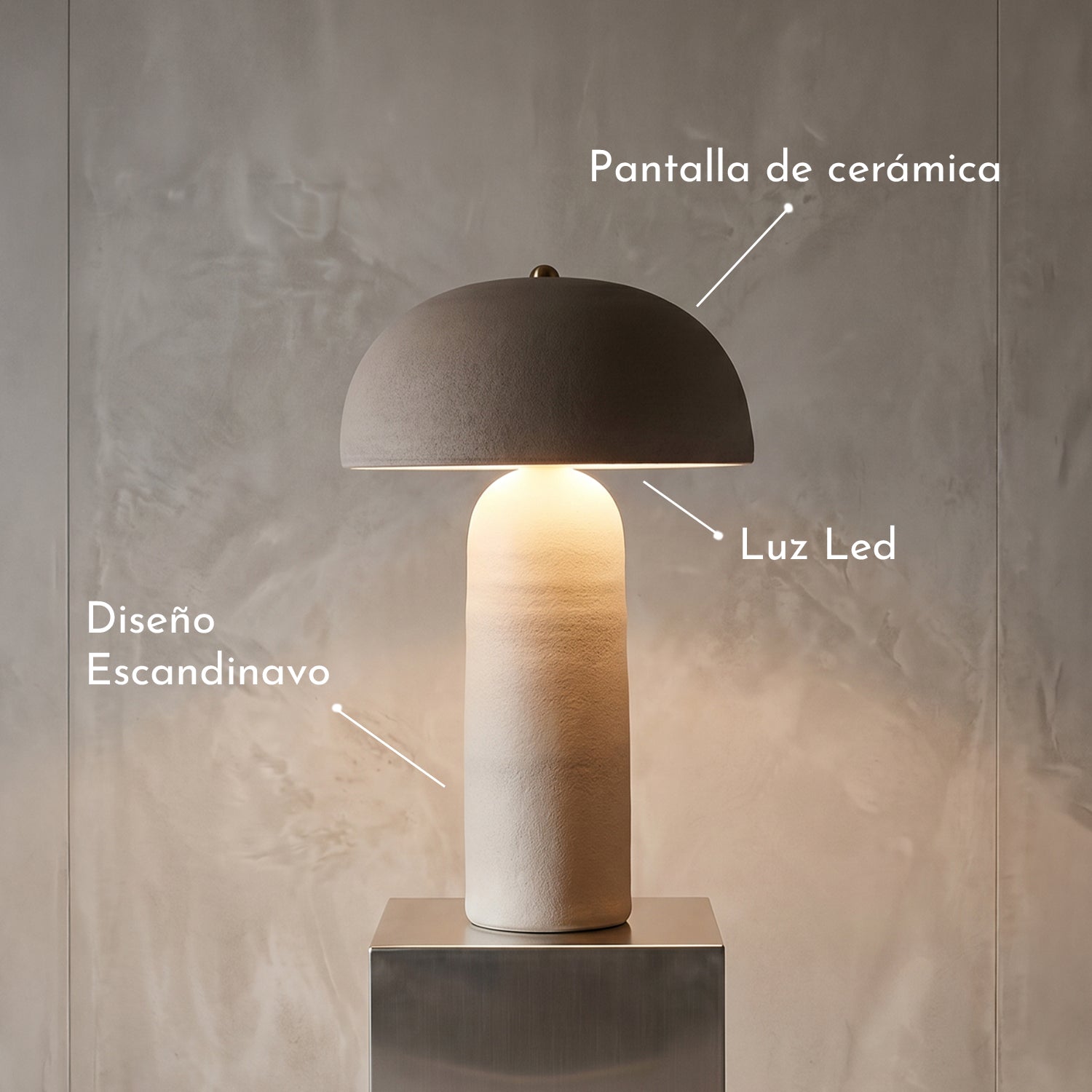 PREVENTA - Lámpara de Mesa Mushroom Cerámica Blanca