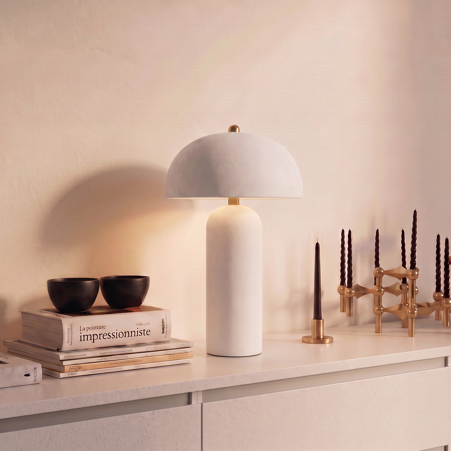 Lámpara de Mesa Mushroom Cerámica Blanca