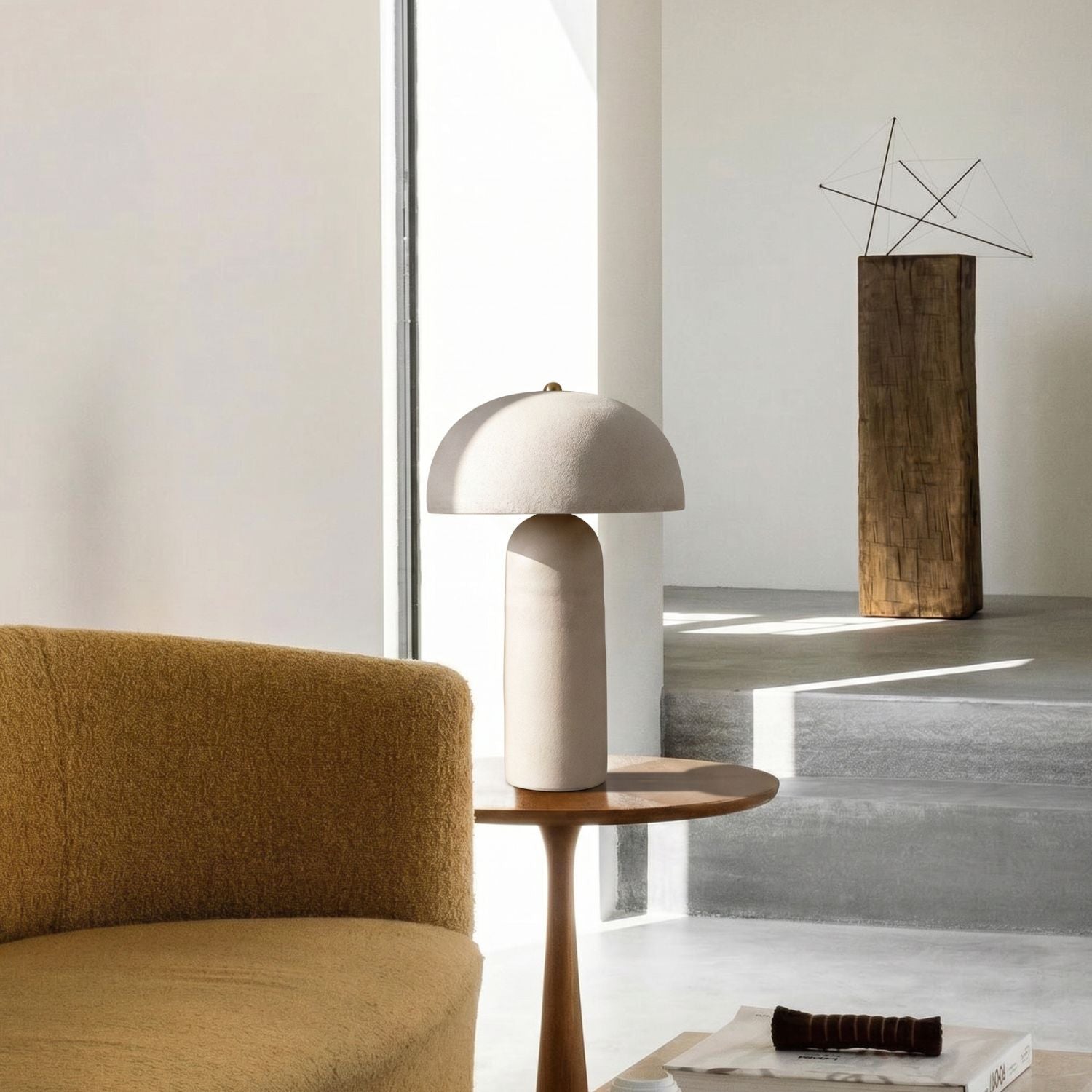 PREVENTA - Lámpara de Mesa Mushroom Cerámica Blanca