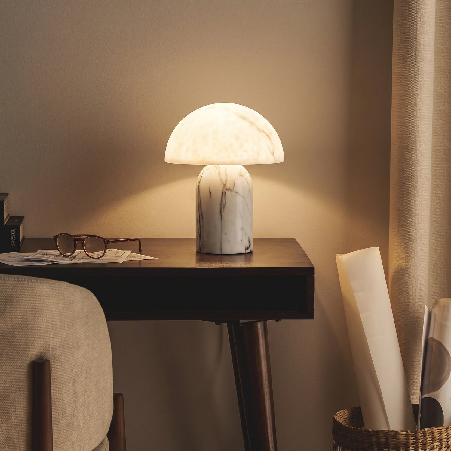 PREVENTA - Lámpara de Mesa Mushroom Mármol Blanco