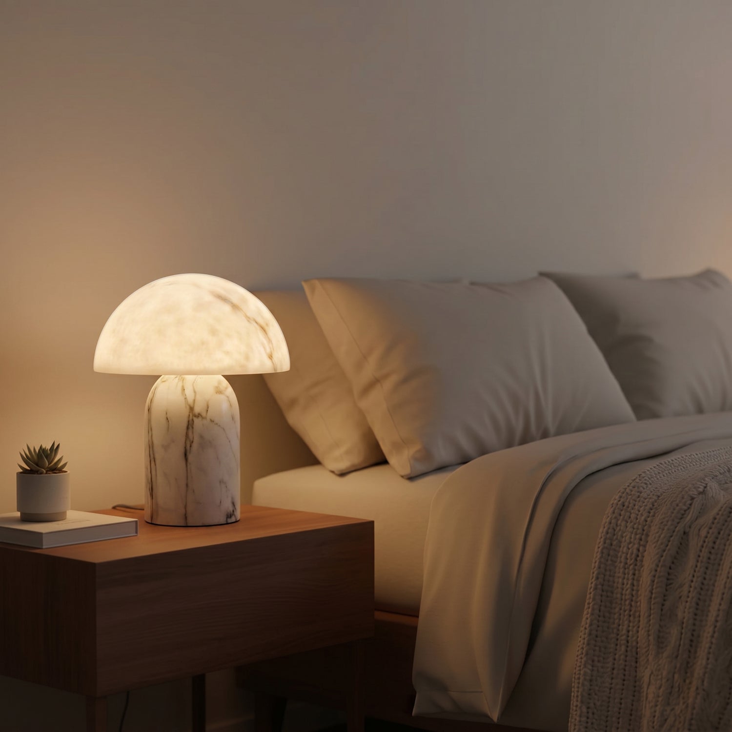 PREVENTA - Lámpara de Mesa Mushroom Mármol Blanco