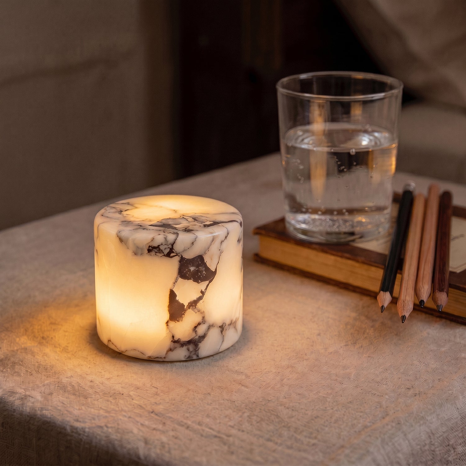 Lámpara de Mesa Táctil Estilo Mármol