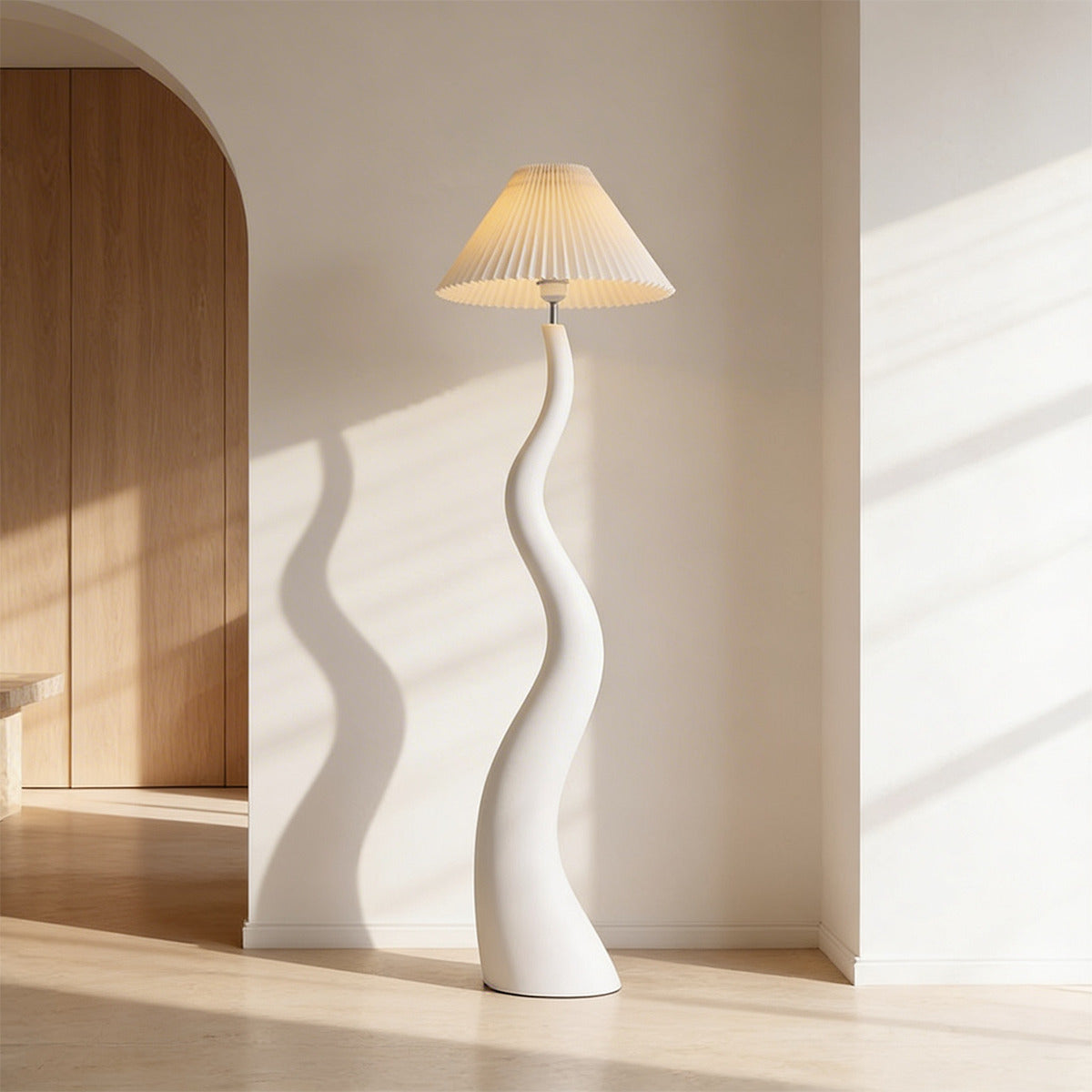 PREVENTA - Lámpara de Pie Curvy Japandi Pantalla Plisada