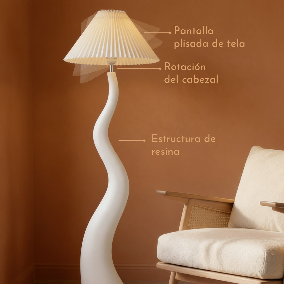 PREVENTA - Lámpara de Pie Curvy Japandi Pantalla Plisada