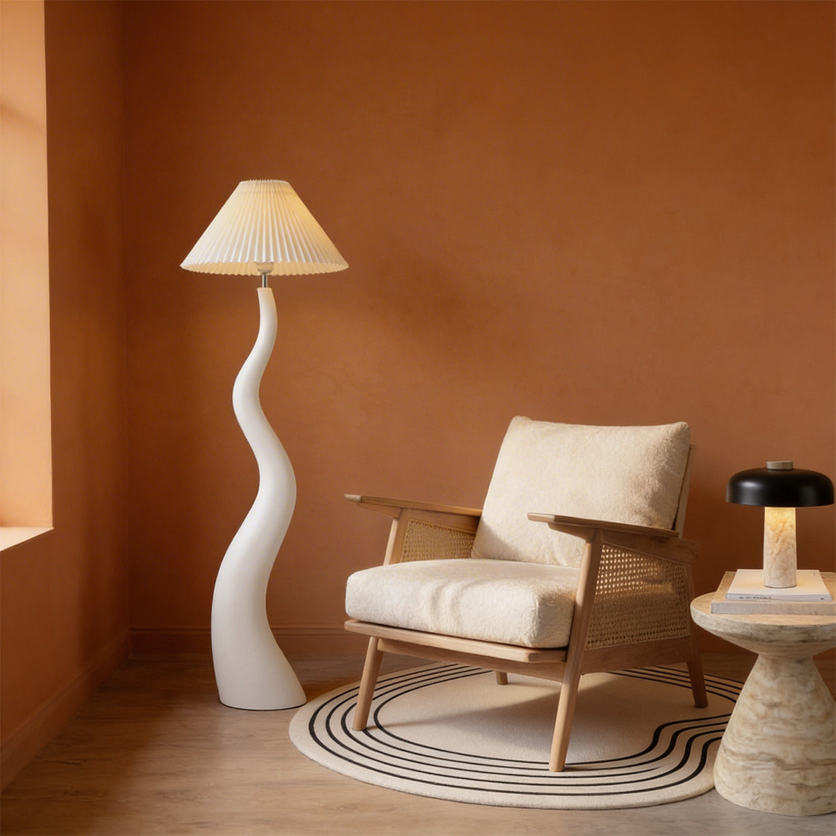 PREVENTA - Lámpara de Pie Curvy Japandi Pantalla Plisada