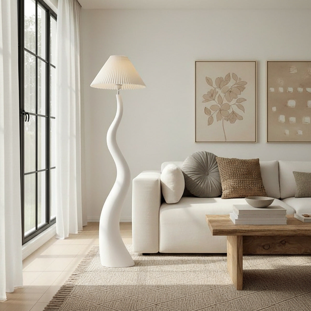 PREVENTA - Lámpara de Pie Curvy Japandi Pantalla Plisada