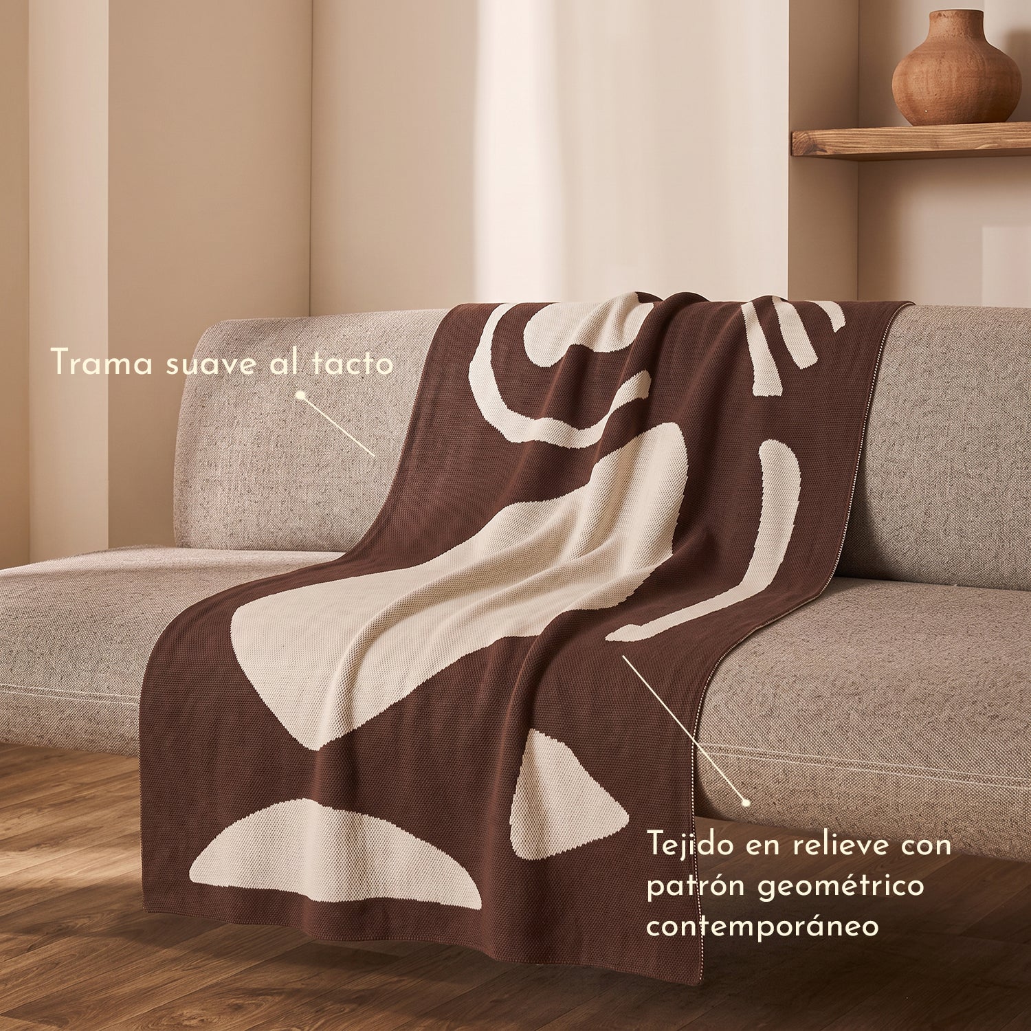 PREVENTA - Manta Abstracta Jacquard Café