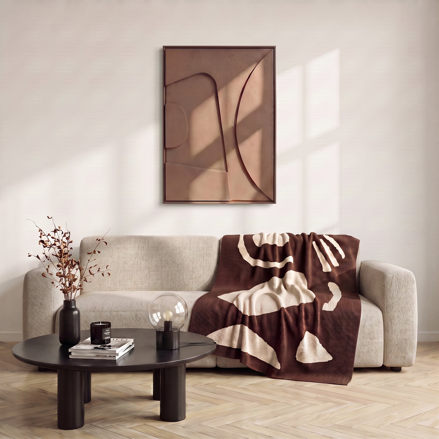 PREVENTA - Manta Abstracta Jacquard Café