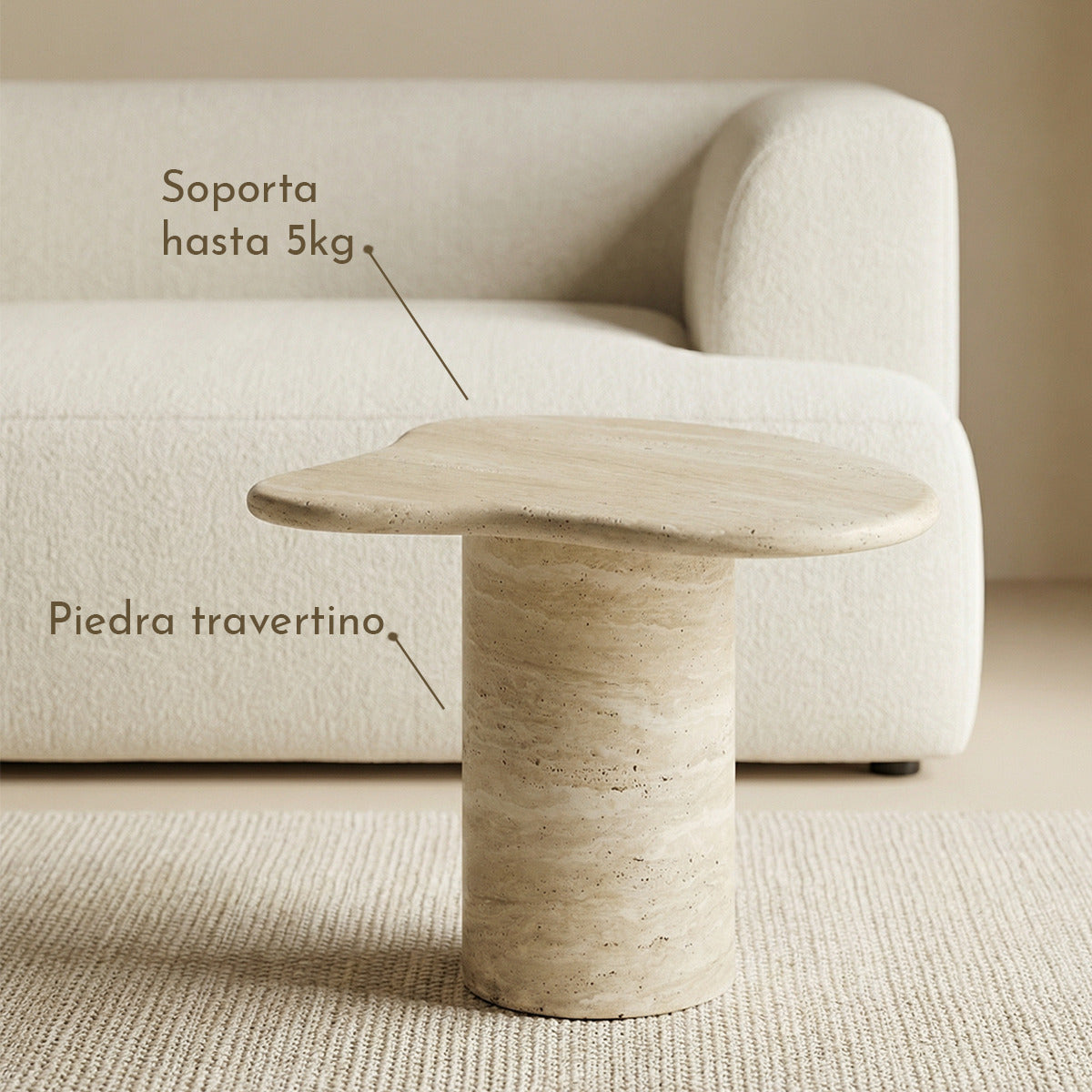 PREVENTA - Mesa Auxiliar Travertino Piedra Natural