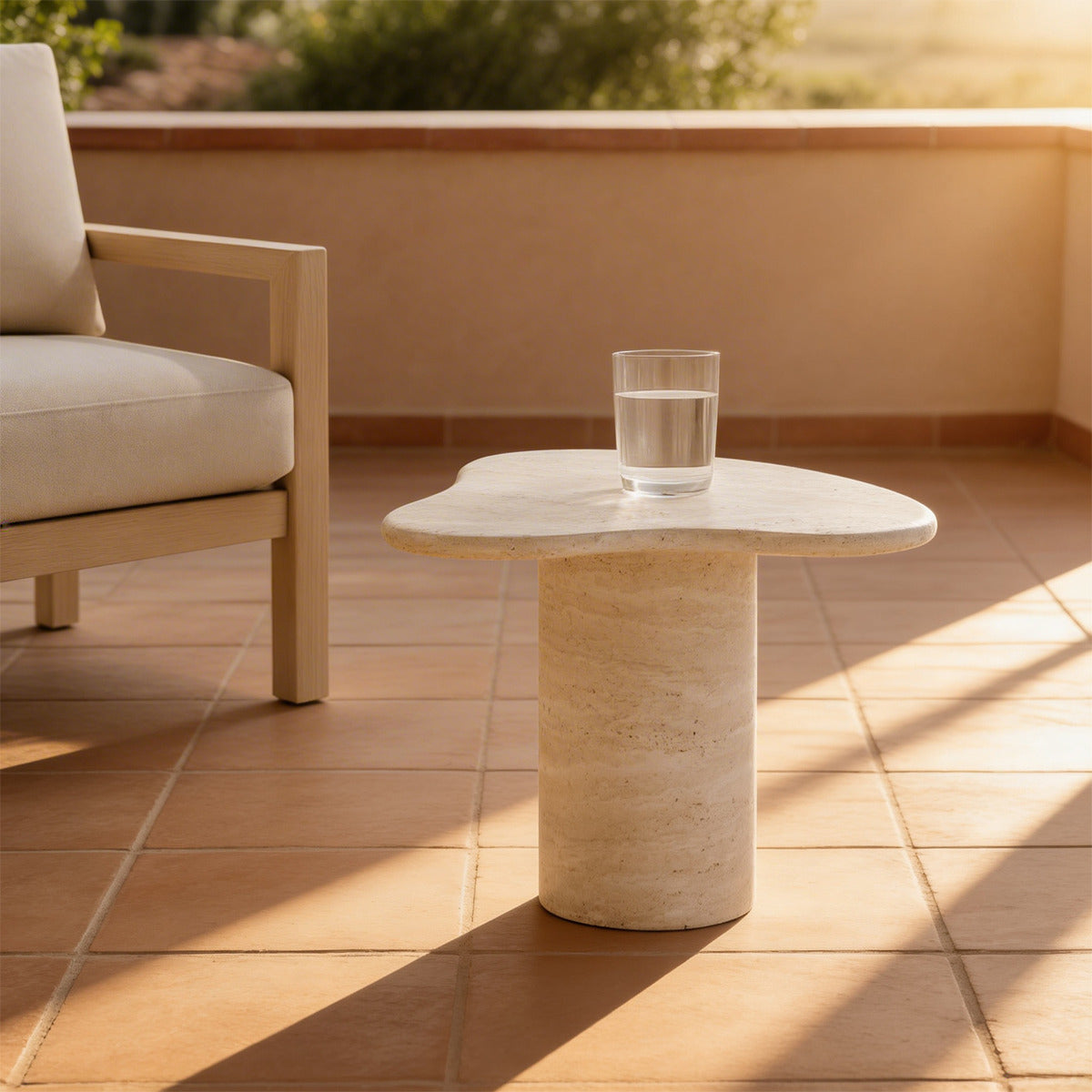 PREVENTA - Mesa Auxiliar Travertino Piedra Natural