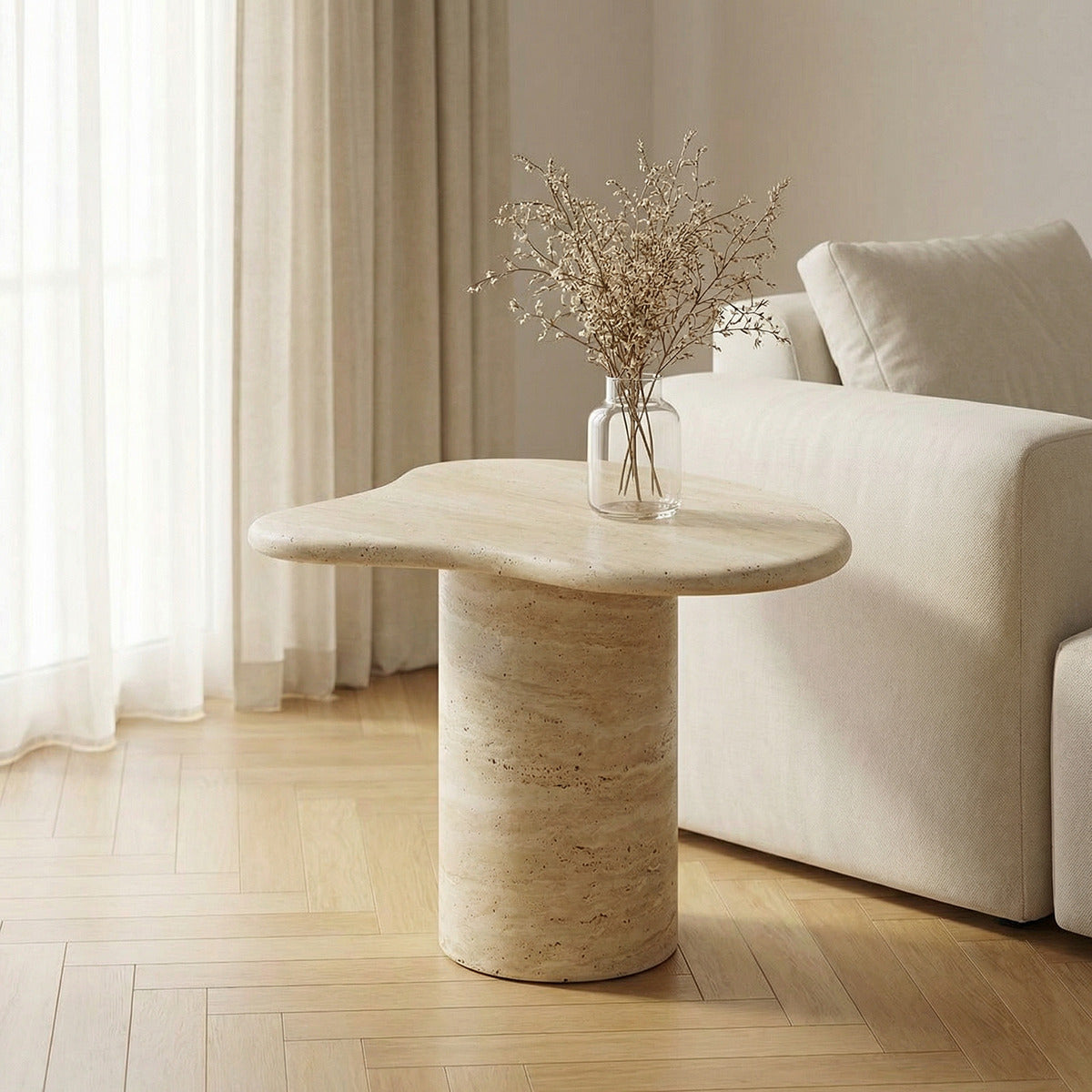 PREVENTA - Mesa Auxiliar Travertino Piedra Natural