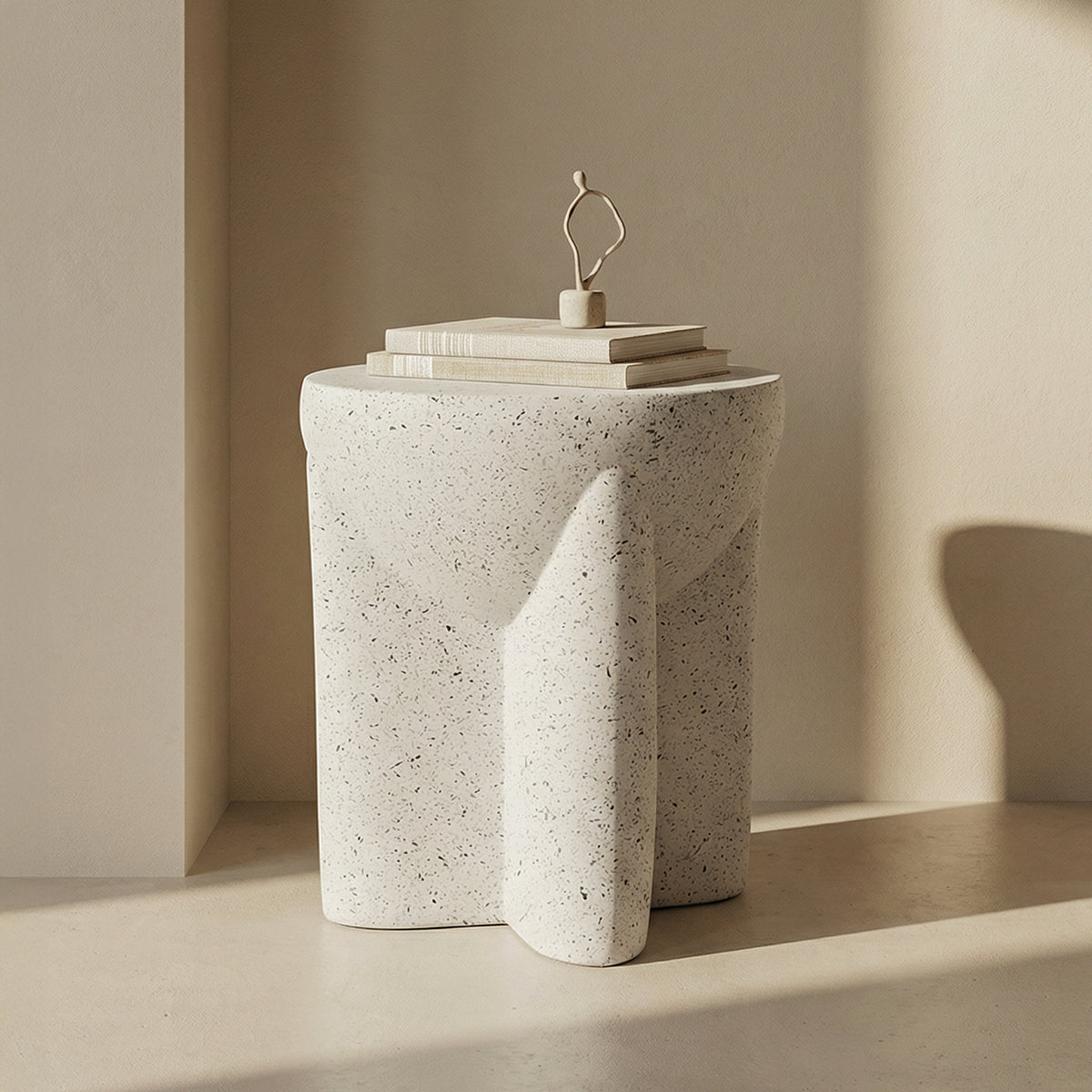 Mesa Lateral Estilo Piedra Crema