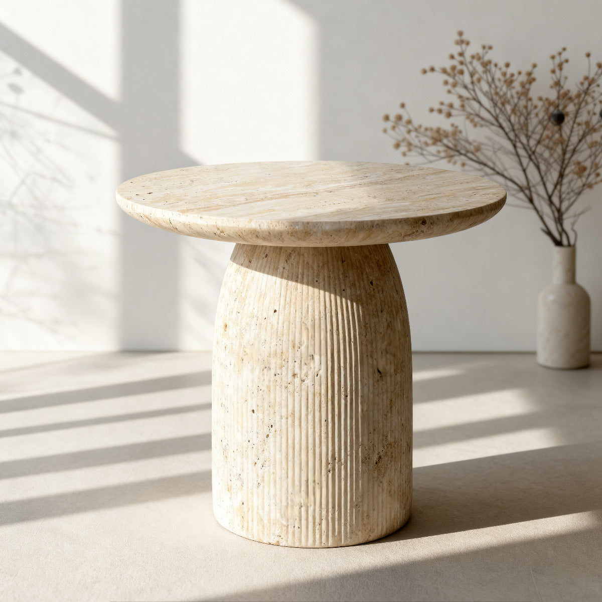 PREVENTA - Mesa Lateral Escultura Totem Travertino