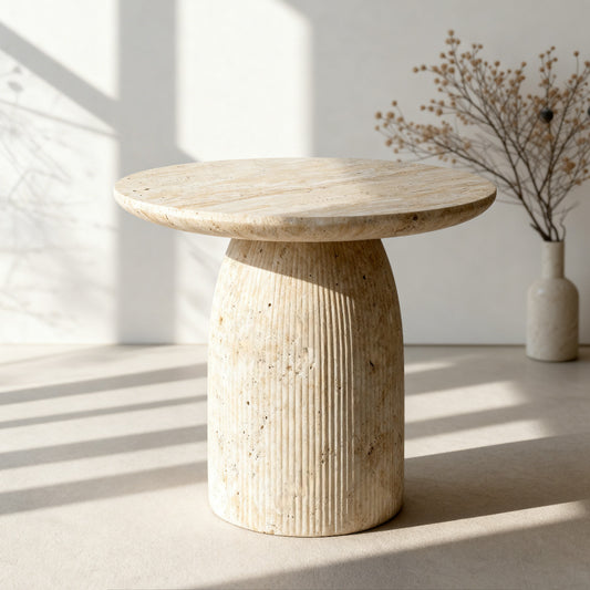 PREVENTA - Mesa Lateral Escultura Totem Travertino