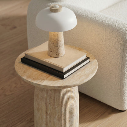 PREVENTA - Mesa Lateral Escultura Totem Travertino