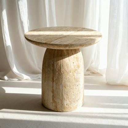 PREVENTA - Mesa Lateral Escultura Totem Travertino