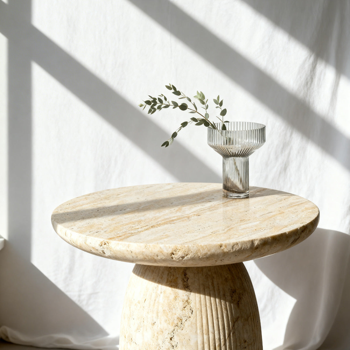 PREVENTA - Mesa Lateral Escultura Totem Travertino