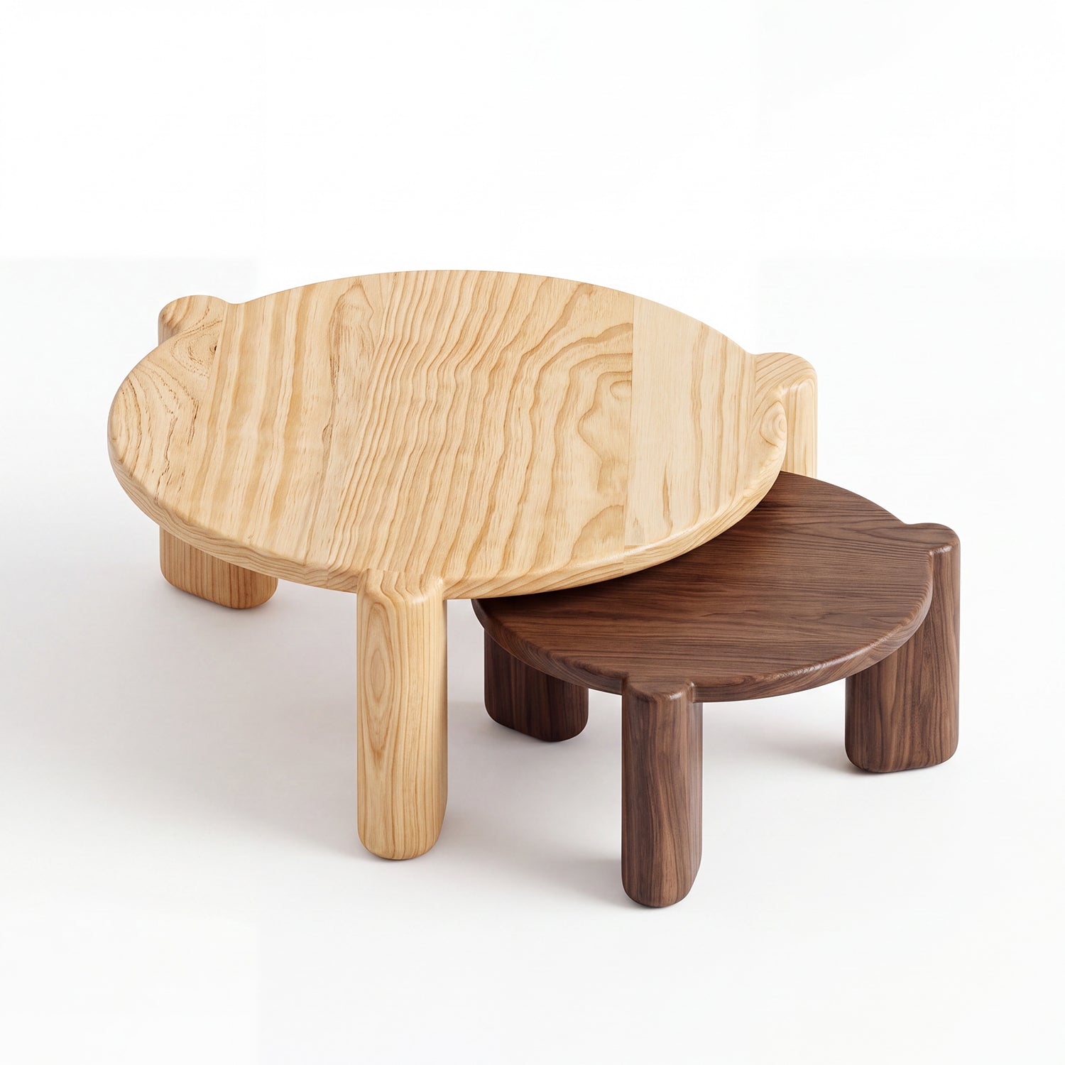 Mesa Nido Set Doble Nogal Pino