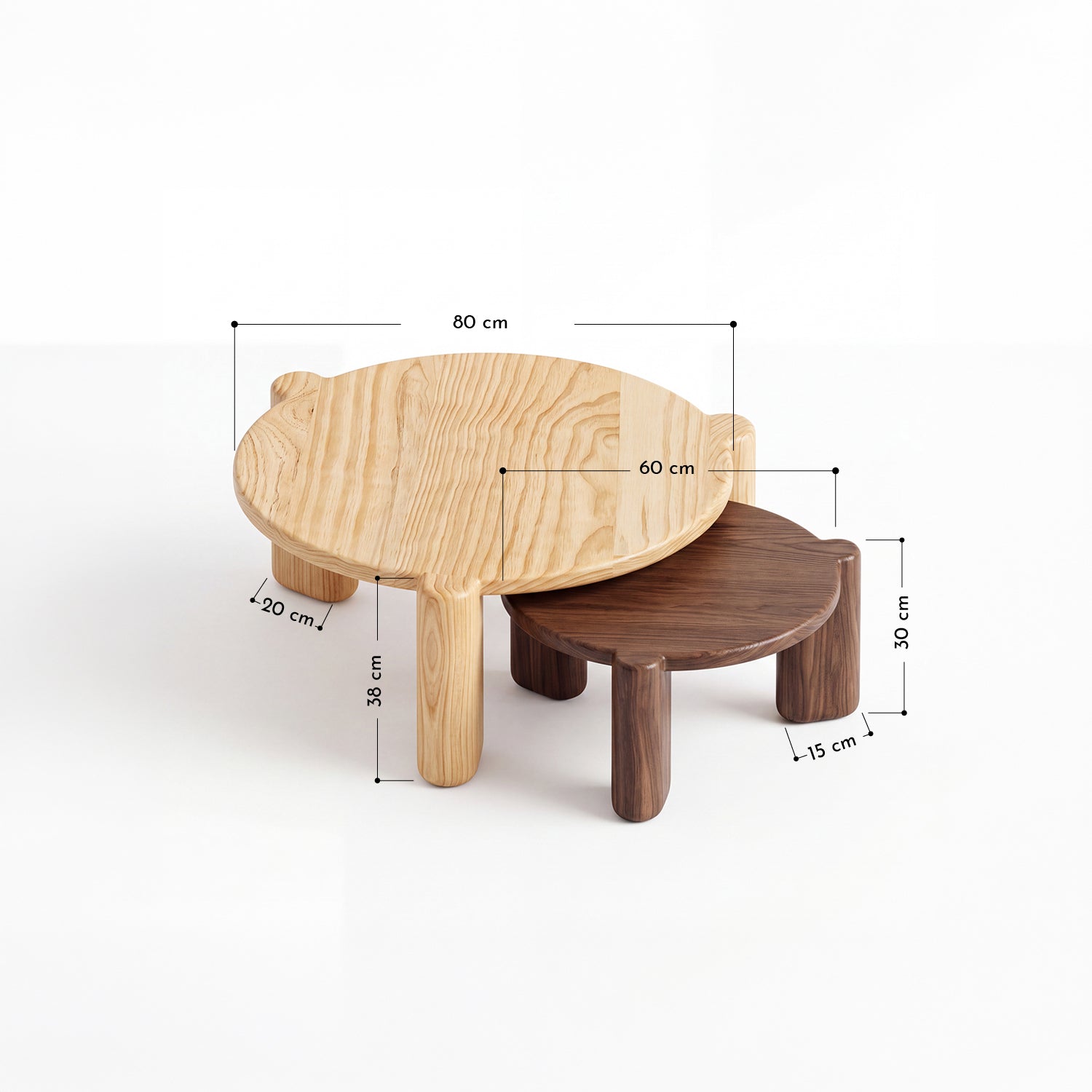 Mesa Nido Set Doble Nogal Pino