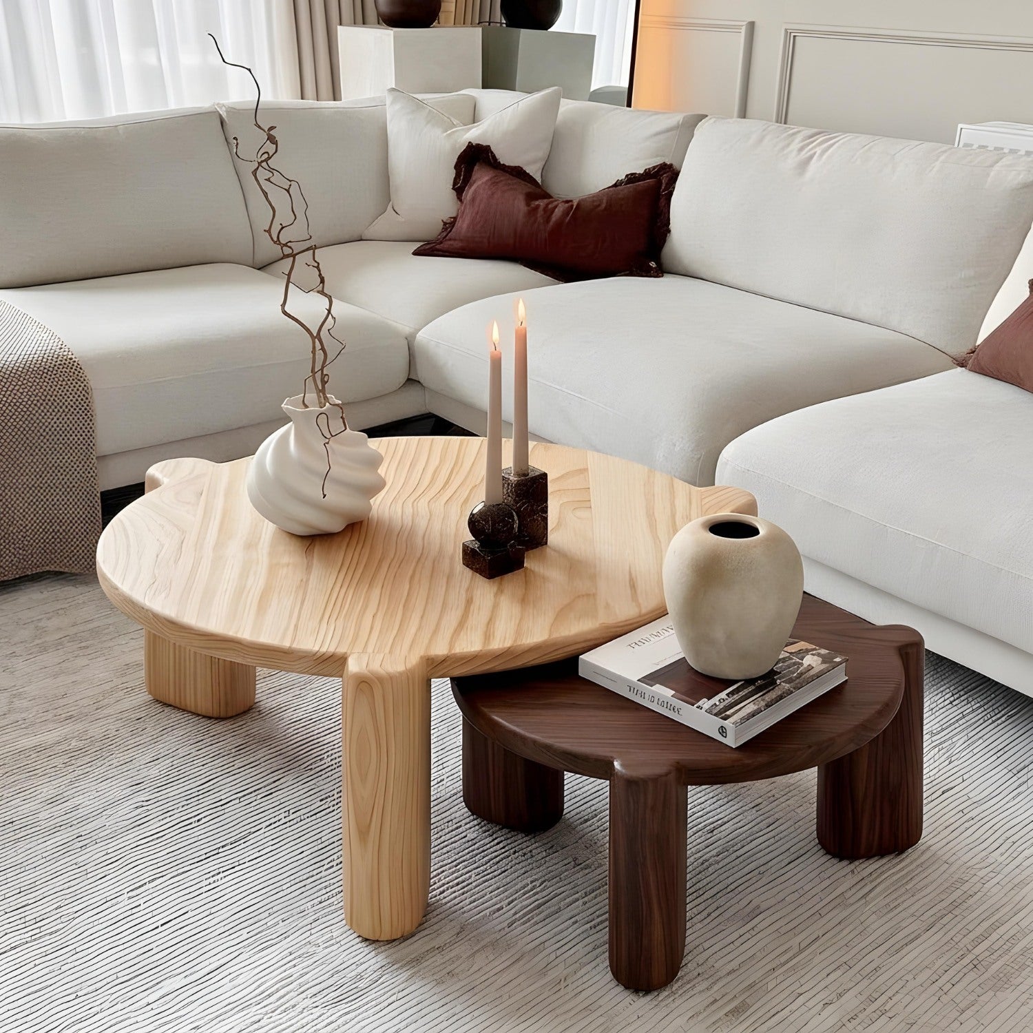 Mesa Nido Set Doble Nogal Pino