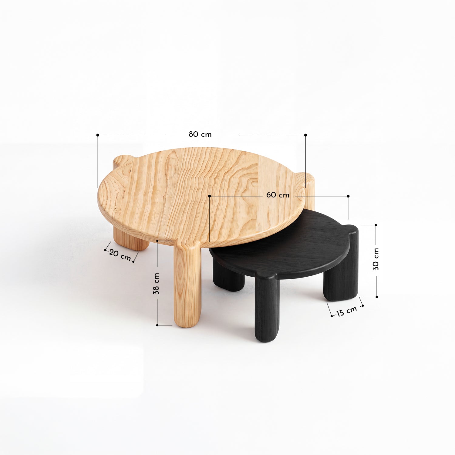 Mesa Nido Set Doble Nogal Ébano