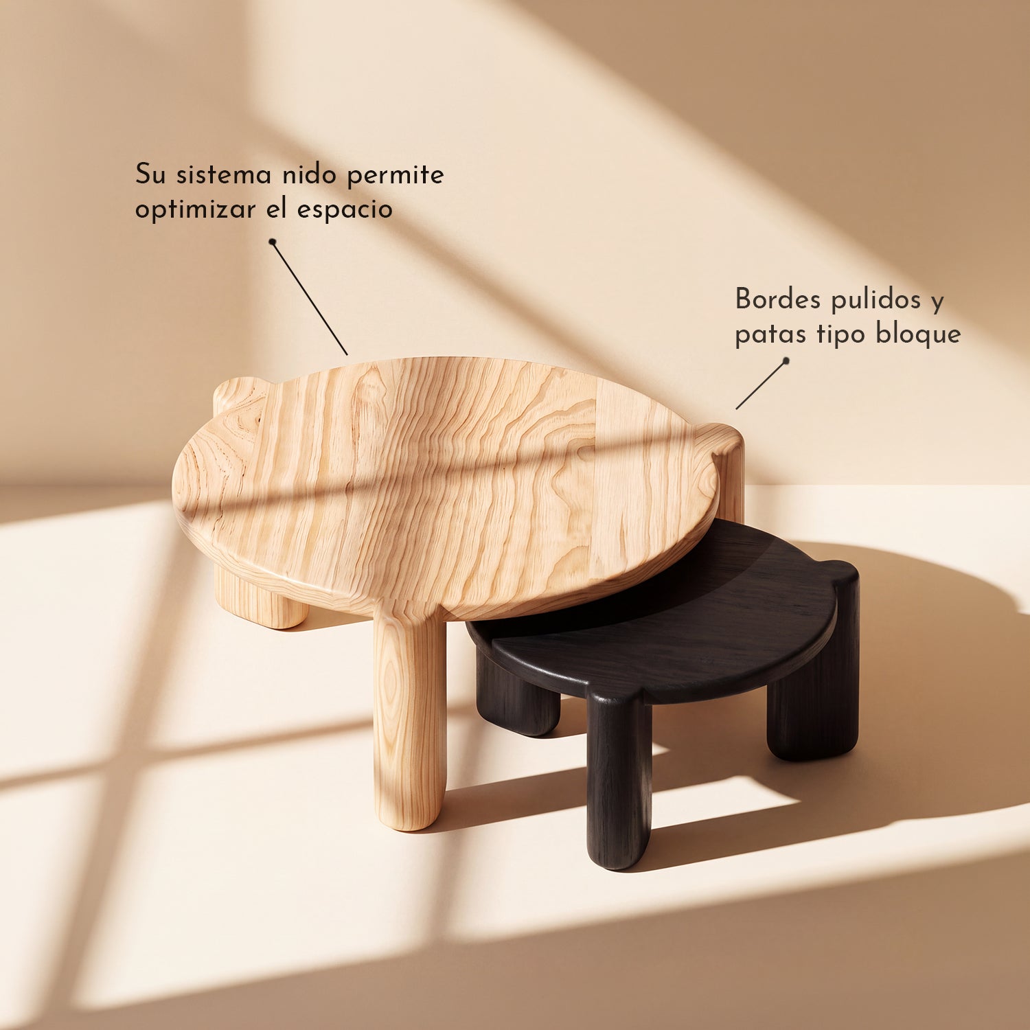 Mesa Nido Set Doble Nogal Ébano
