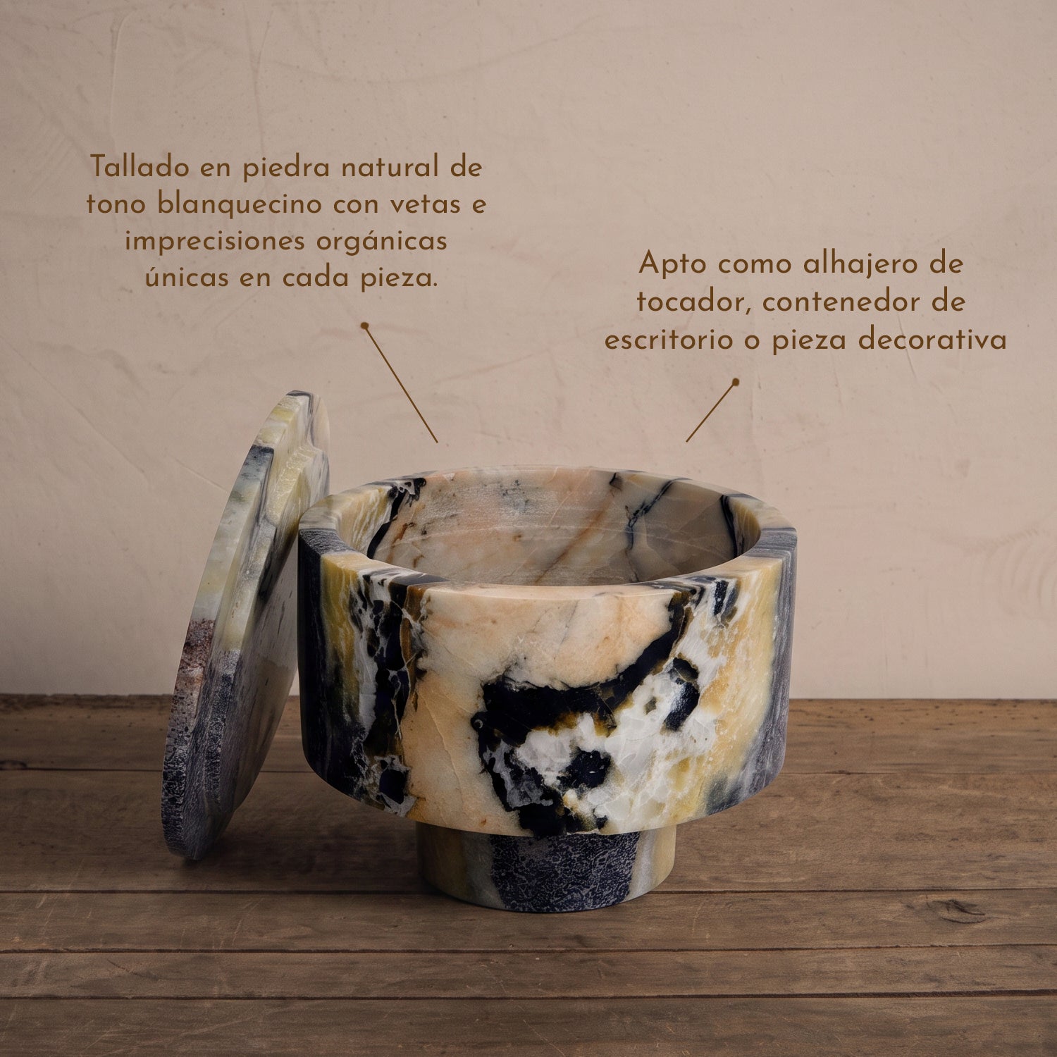 PREVENTA - Mini Bowl con Tapa de Mármol Blanco/Negro