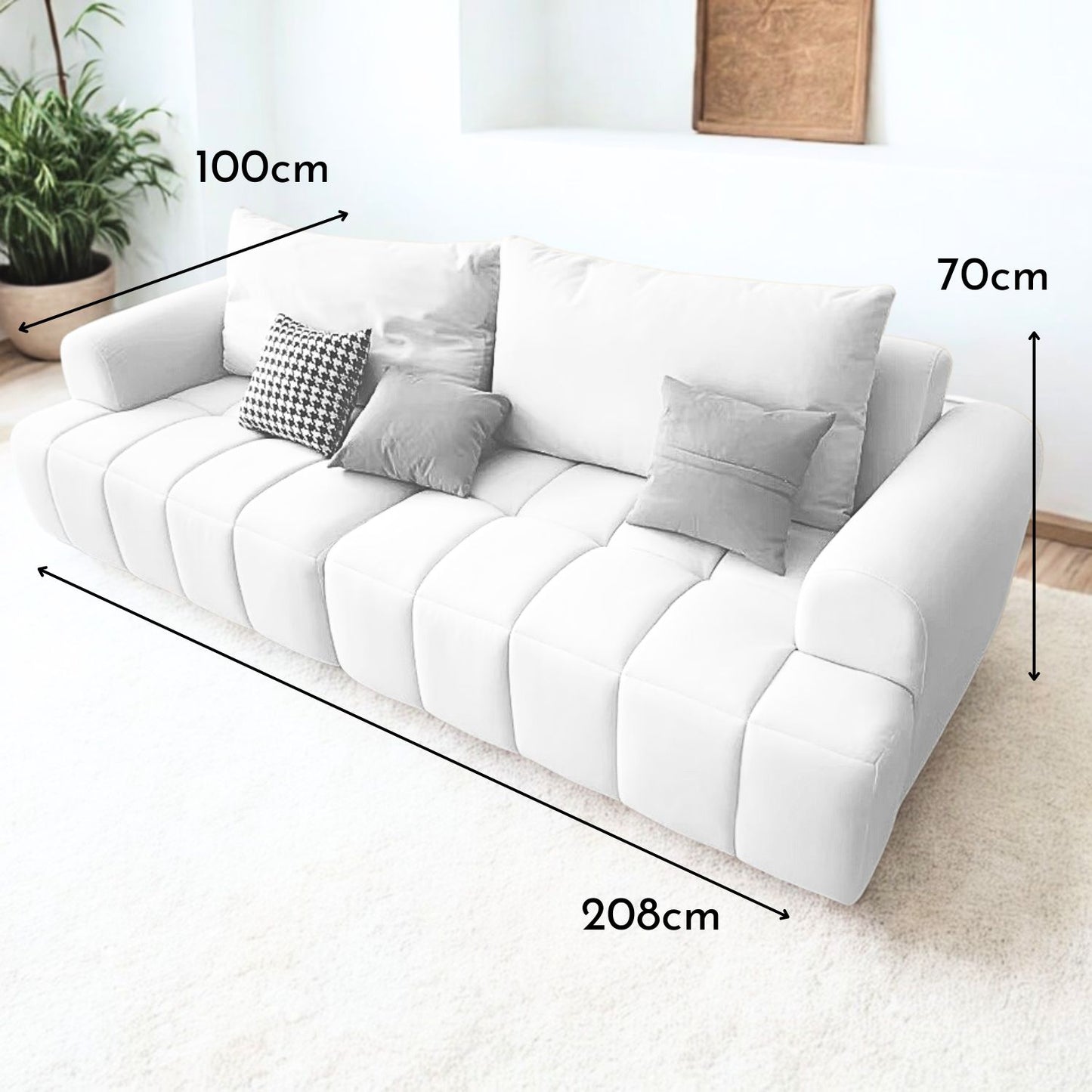 Sofa Seccional Moderno Blanco Lounge 208cm