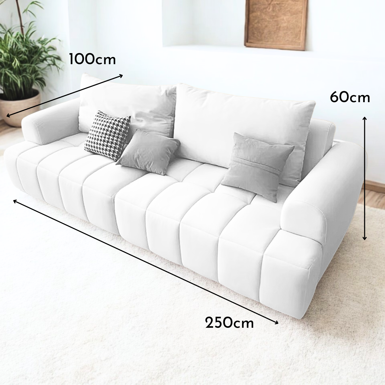 Sofa Seccional Moderno Blanco Lounge 250cm