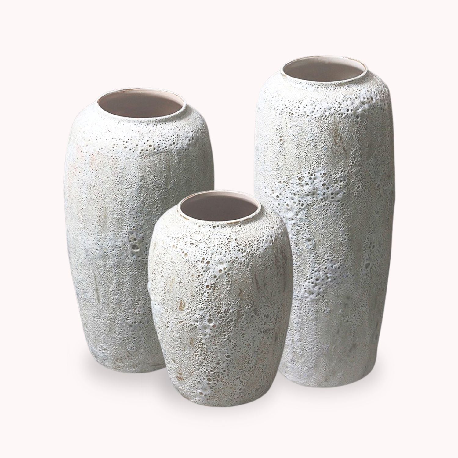 Set Maceteros Jarrón Cerámica Rustico 3 Niveles