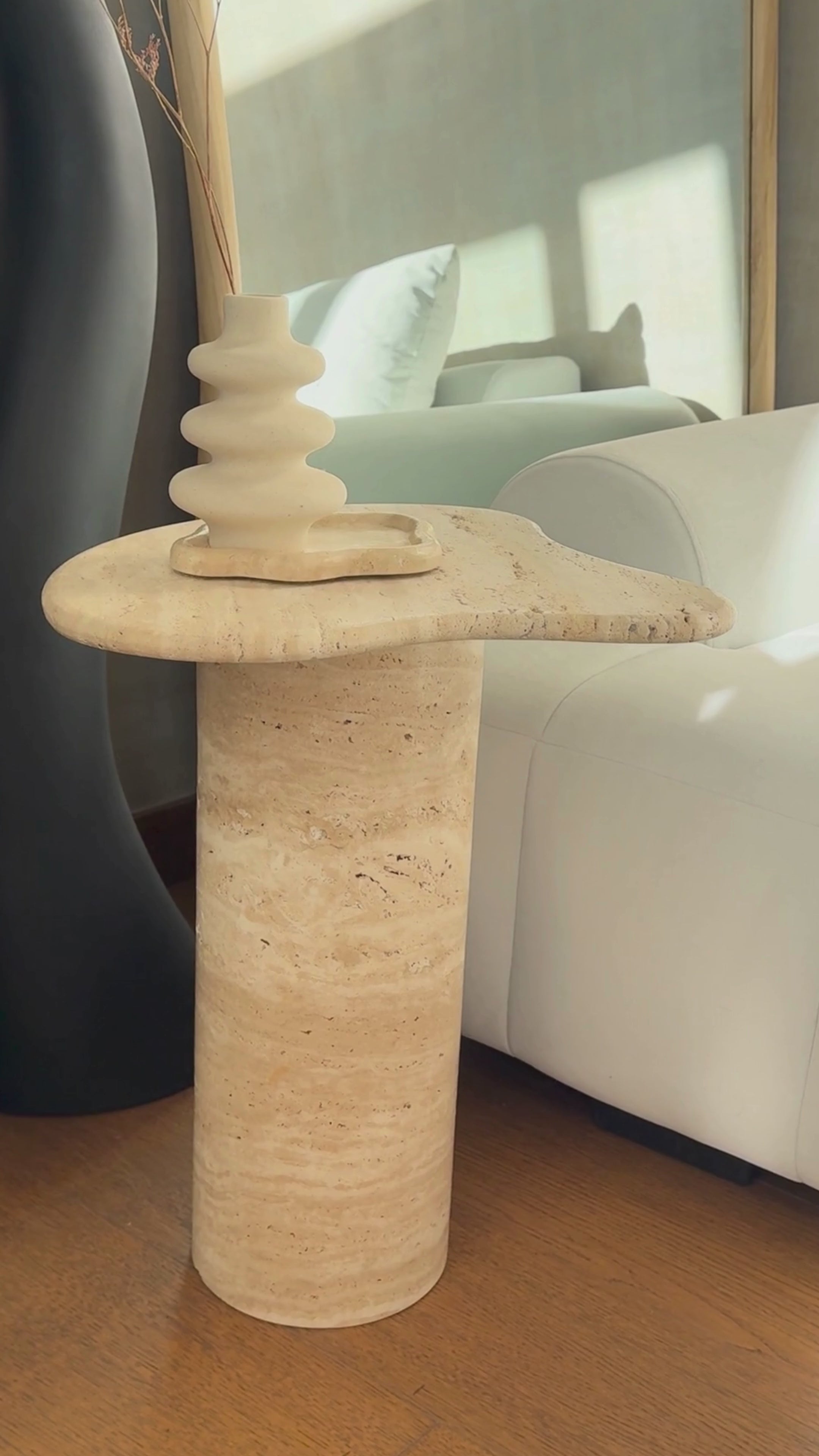 Cargar vídeo: PREVENTA - Mesa Auxiliar Travertino Piedra Natural