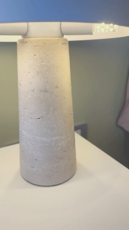 Lampara Led Blanco de Piedra Travertino
