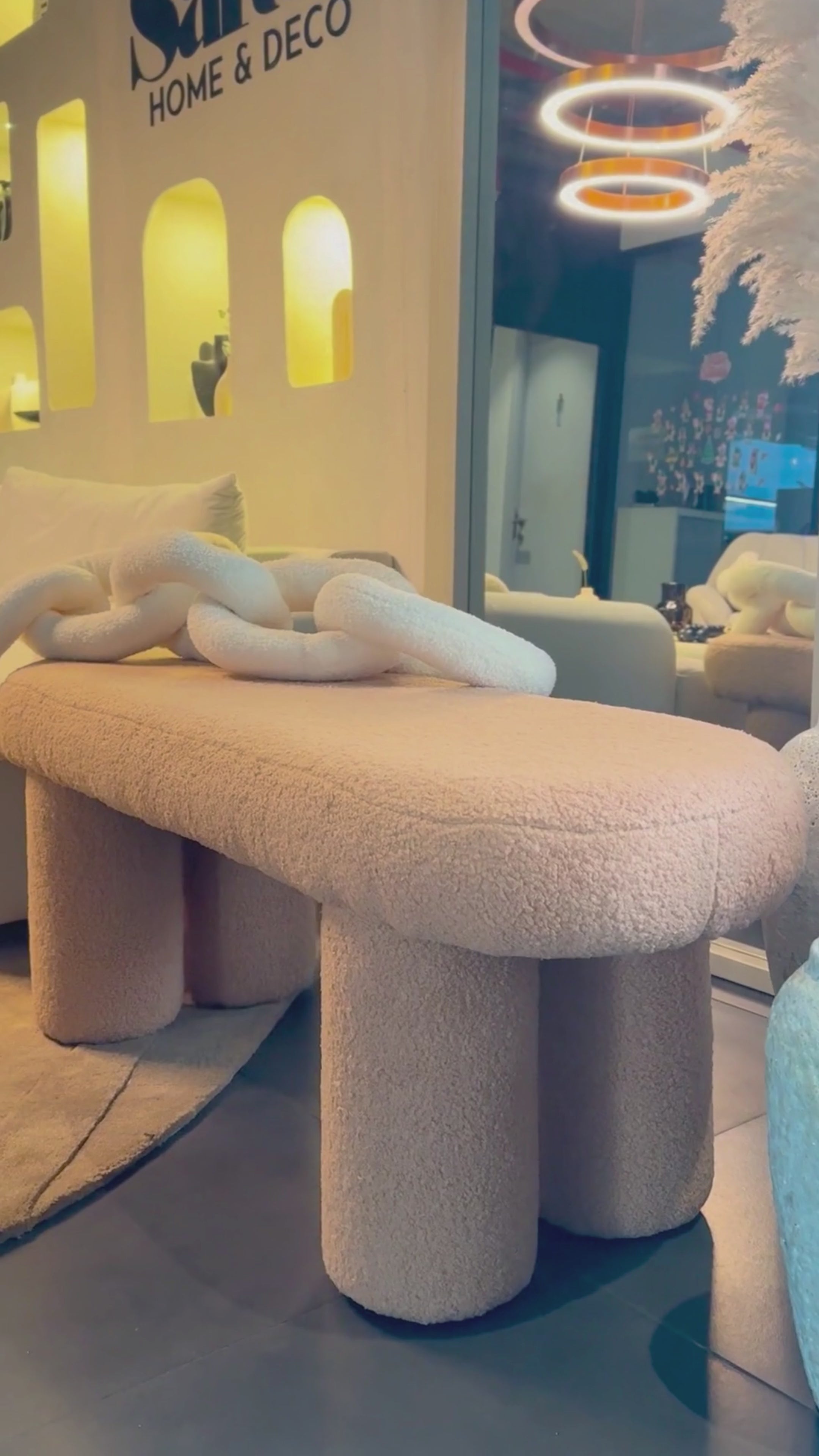 Cargar vídeo: Taburete Estilo Banqueta Sherpa Mocha Creme
