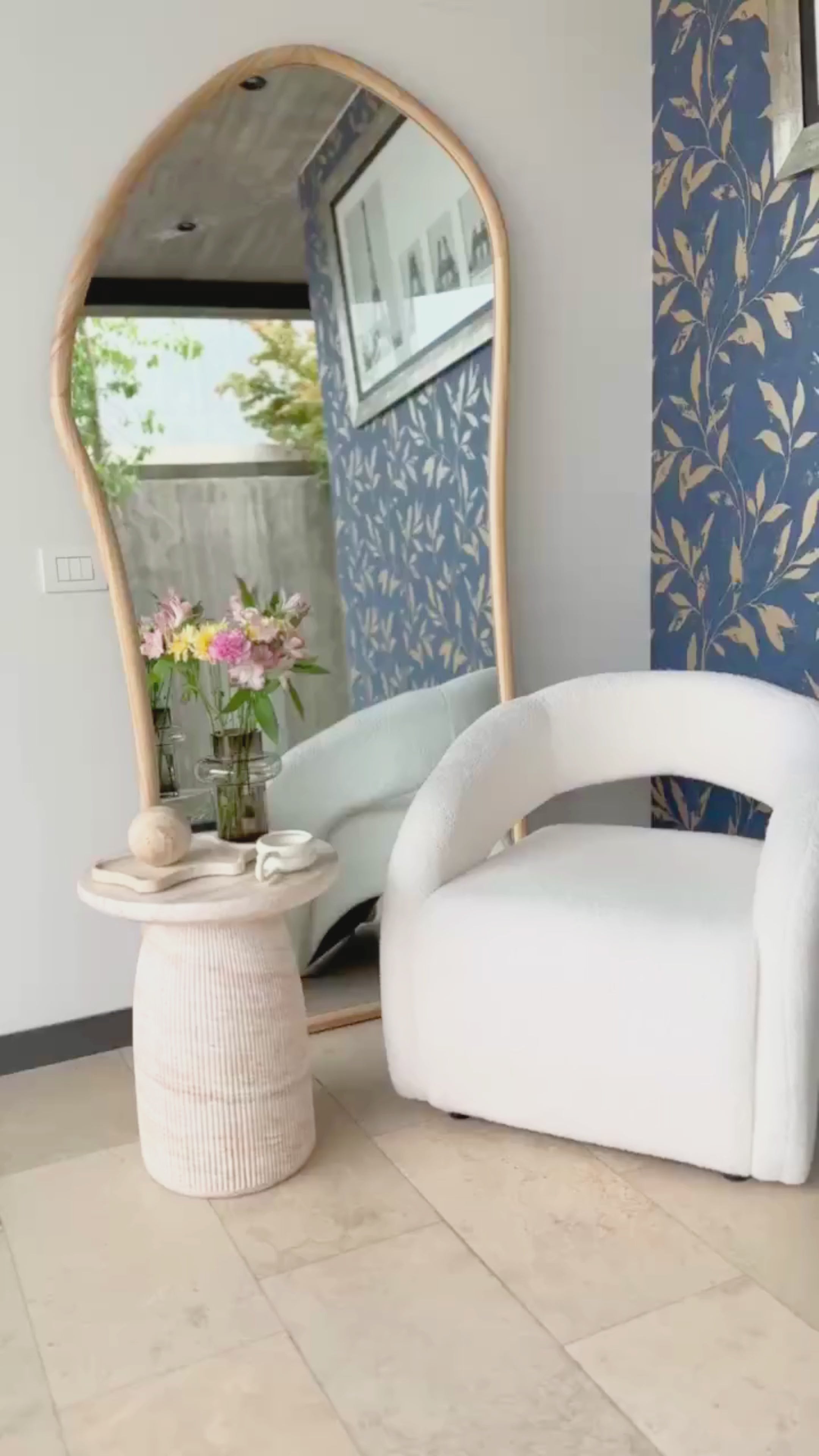 Cargar vídeo: Espejo Irregular Cuerpo Entero Madera Color Abedul 200x100cm