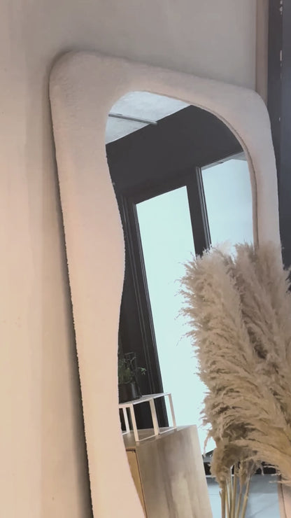 Espejo Blanco Cuerpo Entero Estilo Bouclé 180x80cm