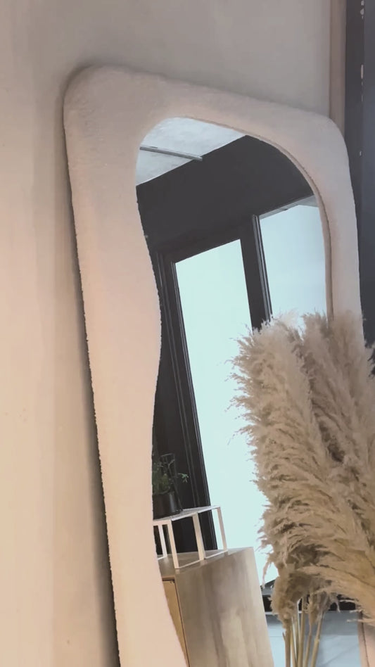 Espejo Blanco Cuerpo Entero Estilo Bouclé 180x80cm