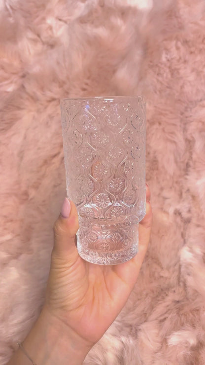 Set de 4 Vasos de vidrio Flor Begonia de 280 ml.